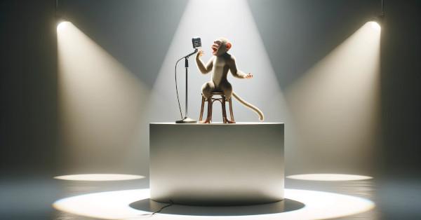 monkey singing on a pedestal